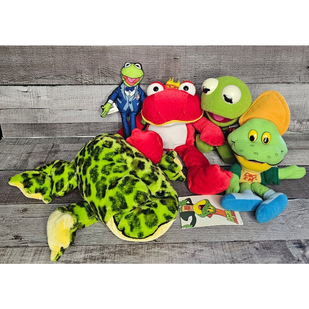 Lot of 5 Frogs Kellog's Nickelodeon Kermit Y2k Vintage Plush Stuffed Animal Gift